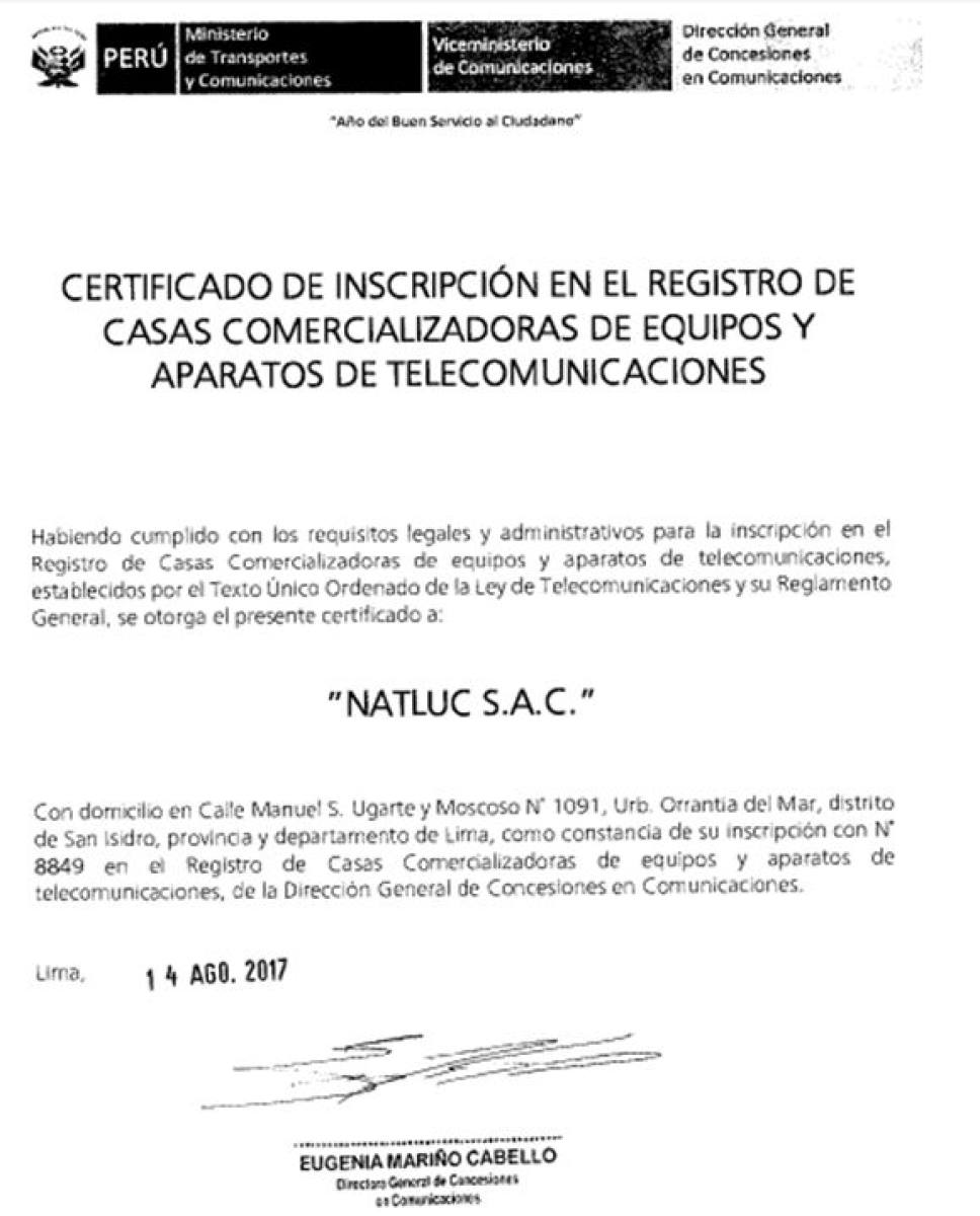 certificado de casa comercializadora